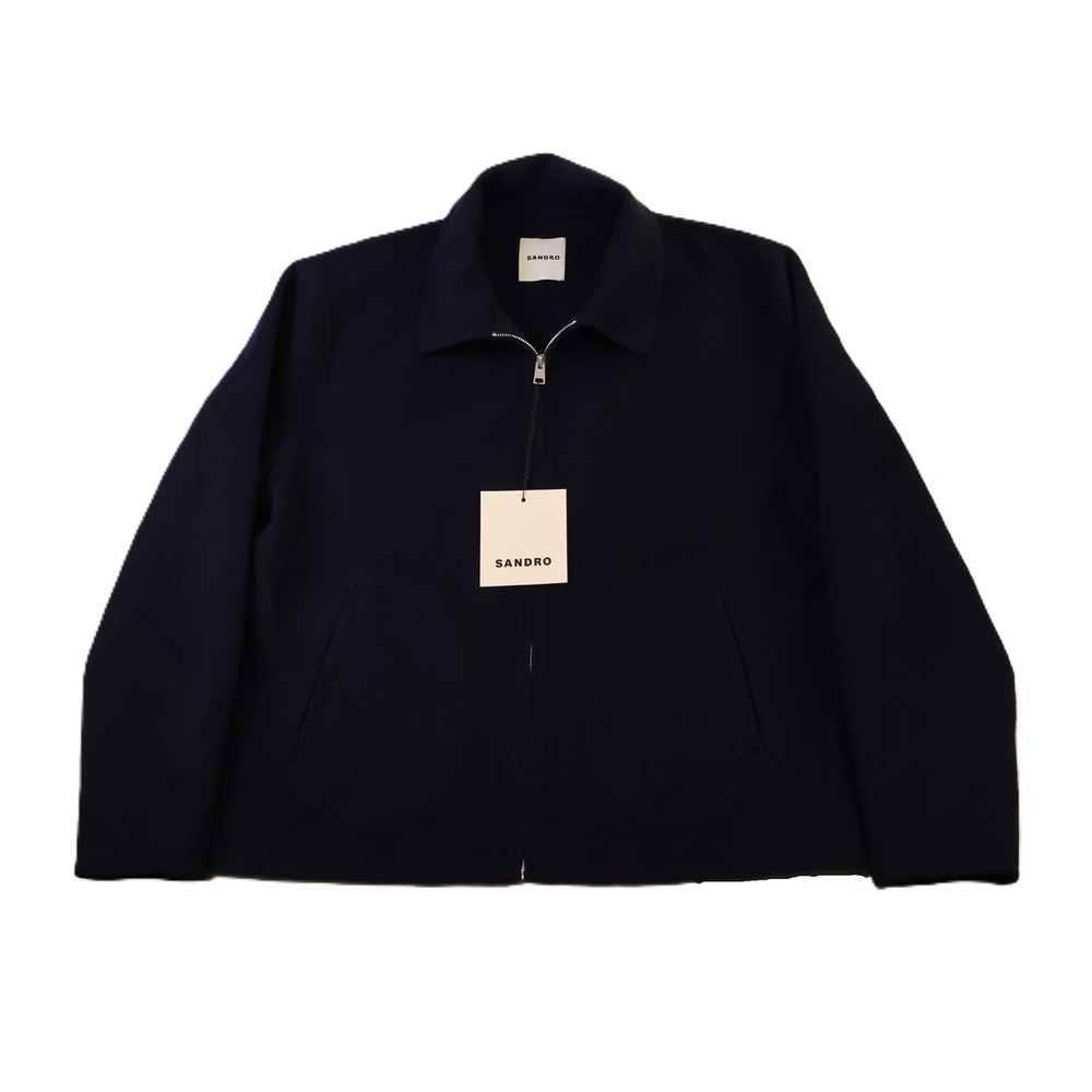 Sandro Mens XL Jacket Double Face Bleu Royal Navy Blue Wool Zip SHPBL00976